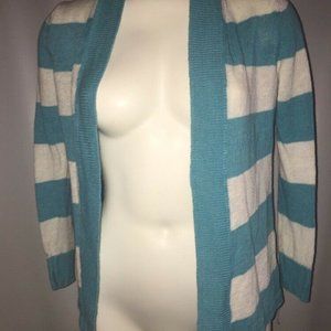 `Women’s TALBOTS Blue & White Striped Cardigan
